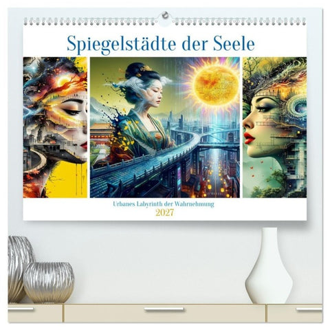 Spiegelstädte der Seele - Urbanes Labyrinth der Wahrnehmung (hochwertiger Premium Wandkalender 2027 DIN A2 quer), Kunstdruck in Hochglanz