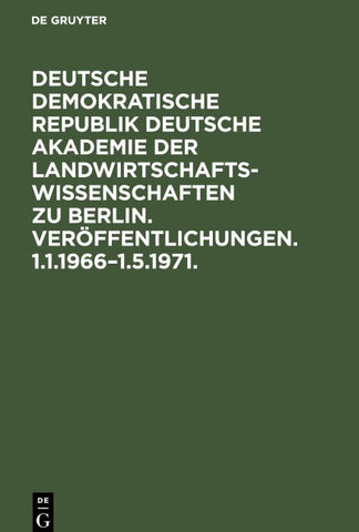 Veröffentlichungen. 1.1.1966–1.5.1971