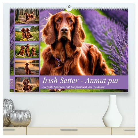 Irish Setter - Anmut pur (hochwertiger Premium Wandkalender 2027 DIN A2 quer), Kunstdruck in Hochglanz