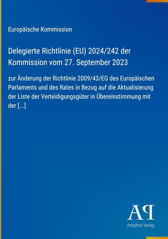 Delegierte Richtlinie (EU) 2024/242 der Kommission vom 27. September 2023