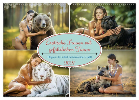 Erotische Frauen mit gefährlichen Tieren (Wandkalender 2027 DIN A2 quer), CALVENDO Monatskalender