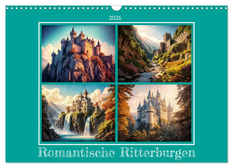 Romantische Ritterburgen (Wandkalender 2026 DIN A3 quer), CALVENDO Monatskalender