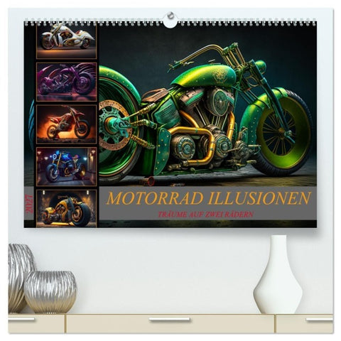 Motorrad illusionen (hochwertiger Premium Wandkalender 2027 DIN A2 quer), Kunstdruck in Hochglanz