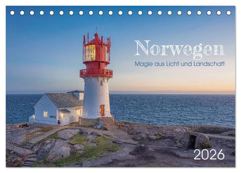 Norwegen - Magie aus Licht und Landschaft (Tischkalender 2026 DIN A5 quer), CALVENDO Monatskalender