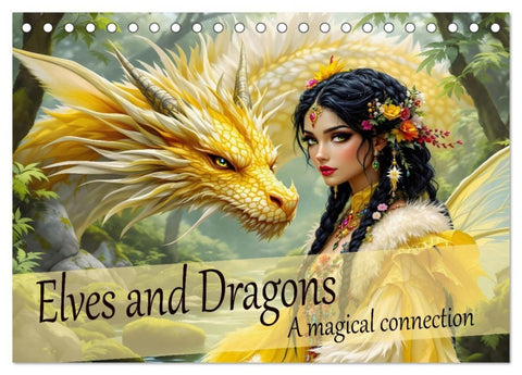 Elves and Dragons - A magical connection (Desk Calendar 2026 DIN A5 landscape), CALVENDO 12 Month DeskCalendar