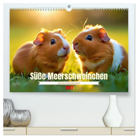 Süße Meerschweinchen (hochwertiger Premium Wandkalender 2027 DIN A2 quer), Kunstdruck in Hochglanz