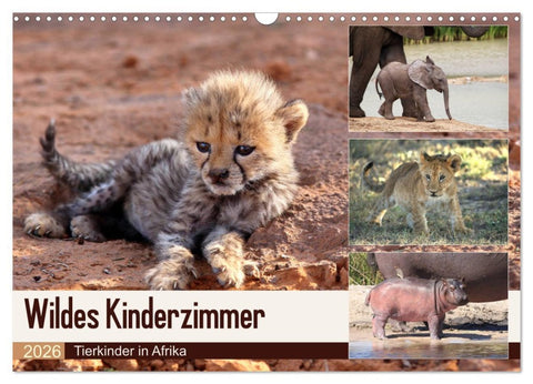 Wildes Kinderzimmer - Tierkinder in Afrika (Wandkalender 2026 DIN A3 quer), CALVENDO Monatskalender