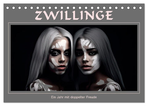Zwillinge - Ein Jahr mit doppelter Freude (Tischkalender 2026 DIN A5 quer), CALVENDO Monatskalender