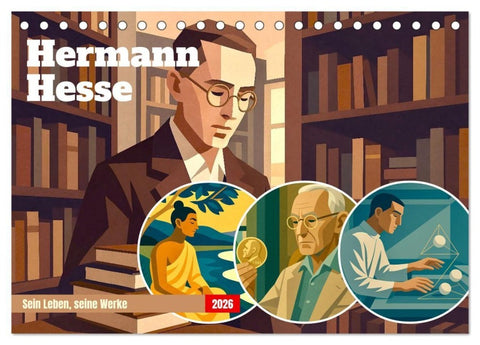 Hermann Hesse. Sein Leben, seine Werke (Tischkalender 2026 DIN A5 quer), CALVENDO Monatskalender
