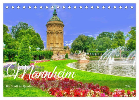 Mannheim - Die Stadt im Quadrat (Tischkalender 2027 DIN A5 quer), CALVENDO Monatskalender