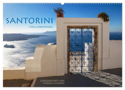 Santorini Fira & Firostefani (Wandkalender 2027 DIN A2 quer), CALVENDO Monatskalender