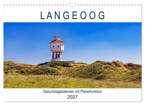 Langeoog Geburtstagskalender (Wandkalender 2027 DIN A3 quer), CALVENDO Monatskalender