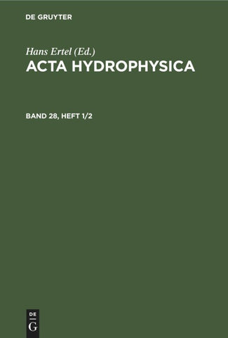 Acta Hydrophysica. Band 28, Heft 1/2