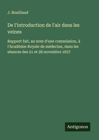 De l'introduction de l'air dans les veines