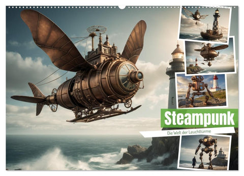 Steampunk - Die Welt der Leuchttürme (Wandkalender 2026 DIN A2 quer), CALVENDO Monatskalender