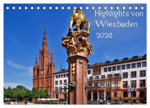Highlights von Wiesbaden (Tischkalender 2026 DIN A5 quer), CALVENDO Monatskalender