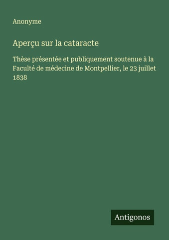 Aperçu sur la cataracte