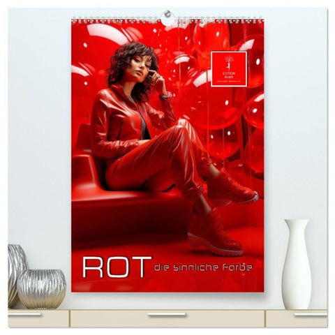 Rot, die sinnliche Farbe (hochwertiger Premium Wandkalender 2027 DIN A2 hoch), Kunstdruck in Hochglanz