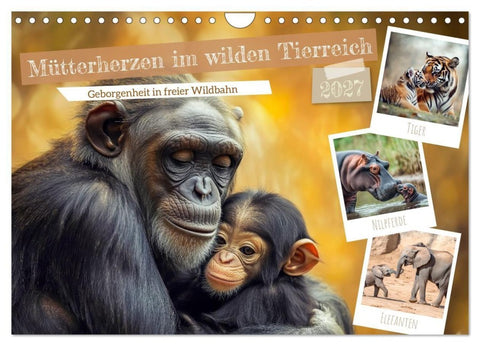 Mütterherzen im wilden Tierreich (Wandkalender 2027 DIN A4 quer), CALVENDO Monatskalender