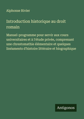Introduction historique au droit romain