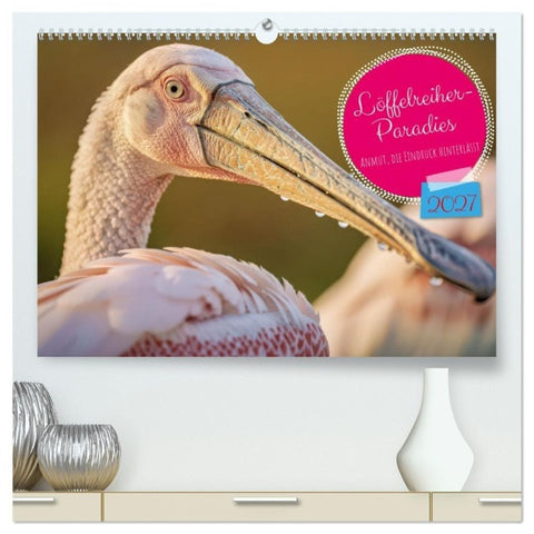 Löffelreiher-Paradies (hochwertiger Premium Wandkalender 2027 DIN A2 quer), Kunstdruck in Hochglanz