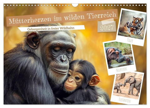 Mütterherzen im wilden Tierreich (Wandkalender 2027 DIN A3 quer), CALVENDO Monatskalender