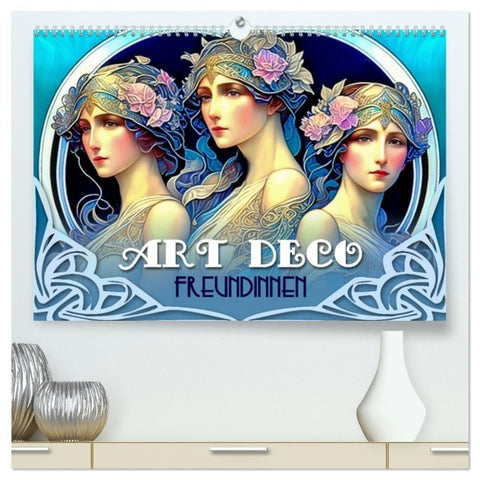 Art Deco Freundinnen (hochwertiger Premium Wandkalender 2027 DIN A2 quer), Kunstdruck in Hochglanz