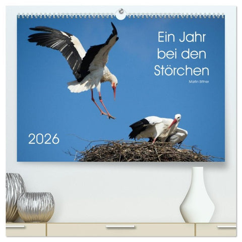 Ein Jahr bei den Störchen (hochwertiger Premium Wandkalender 2026 DIN A2 quer), Kunstdruck in Hochglanz