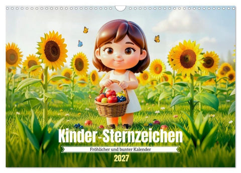 Kinder‑Sternzeichen - Fröhlicher und bunter Kalender (Wandkalender 2027 DIN A3 quer), CALVENDO Monatskalender