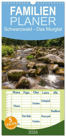 Familienplaner 2026 - Schwarzwald - Das Murgtal mit 5 Spalten (Wandkalender, 21 x 45 cm) CALVENDO