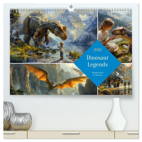 Dinosaur Legends (High Quality Premium Wall Calendar 2026 DIN A2 landscape),CALVENDO 12 Month Wall Calendar