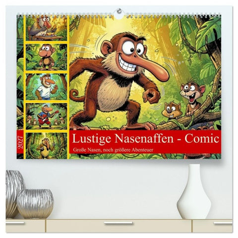 Lustige Nasenaffen - Comic (hochwertiger Premium Wandkalender 2027 DIN A2 quer), Kunstdruck in Hochglanz