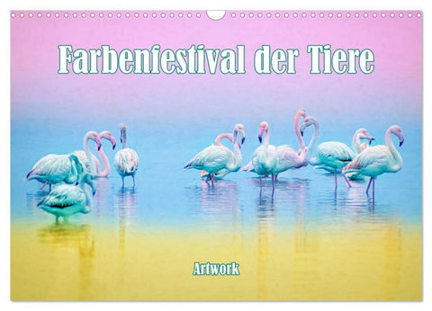 Farbenfestival der Tiere - Artwork (Wandkalender 2026 DIN A3 quer), CALVENDO Monatskalender