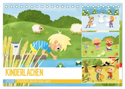 KINDERLACHEN - Fröhlich durch das Jahr - Ein Kinderkalender (Tischkalender 2026 DIN A5 quer), CALVENDO Monatskalender