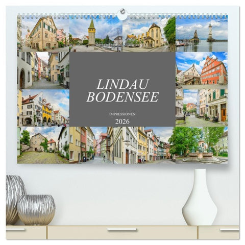 Lindau Bodensee Impressionen (hochwertiger Premium Wandkalender 2026 DIN A2 quer), Kunstdruck in Hochglanz