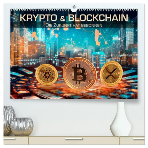 Krypto und Blockchain (hochwertiger Premium Wandkalender 2026 DIN A2 quer), Kunstdruck in Hochglanz