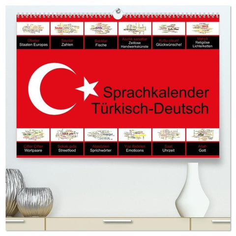 Sprachkalender Türkisch-Deutsch (hochwertiger Premium Wandkalender 2027 DIN A2 quer), Kunstdruck in Hochglanz