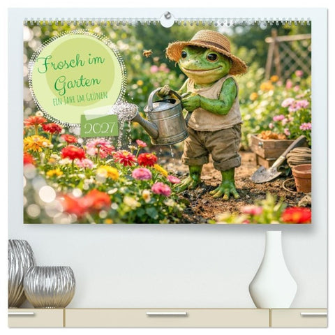Frosch im Garten (hochwertiger Premium Wandkalender 2027 DIN A2 quer), Kunstdruck in Hochglanz