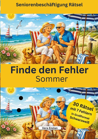 Finde den Fehler Sommer - Seniorenbeschäftigung Rätsel - Grossformat