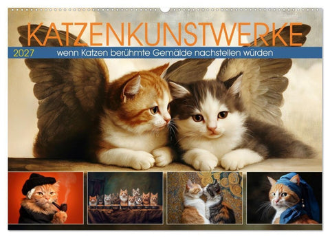 Katzenkunstwerke (Wandkalender 2027 DIN A2 quer), CALVENDO Monatskalender