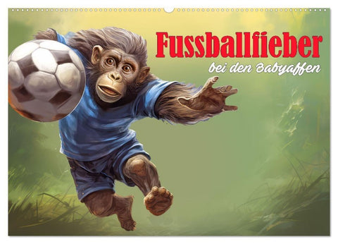 Fußballfieber bei den Babyaffen (Wandkalender 2027 DIN A2 quer), CALVENDO Monatskalender