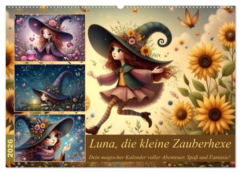 Luna, die kleine Zauberhexe (Wandkalender 2026 DIN A2 quer), CALVENDO Monatskalender
