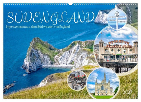 Südengland - Impressionen aus dem Südwesten von England (Wandkalender 2027 DIN A2 quer), CALVENDO Monatskalender