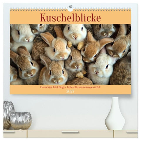 Kuschelblicke (hochwertiger Premium Wandkalender 2027 DIN A2 quer), Kunstdruck in Hochglanz