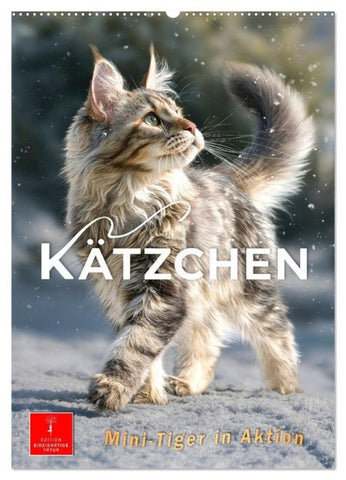 Kätzchen - Mini-Tiger in Aktion (Wandkalender 2027 DIN A2 hoch), CALVENDO Monatskalender