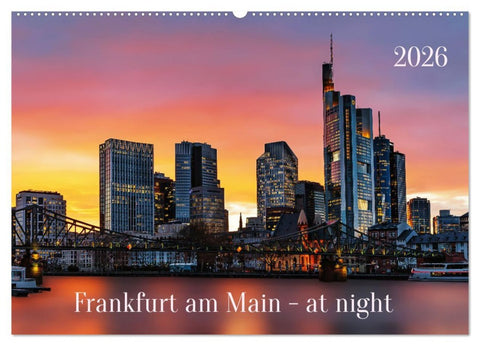 Frankfurt am Main - at night (Wandkalender 2026 DIN A2 quer), CALVENDO Monatskalender