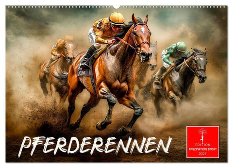 Pferderennen (Wandkalender 2027 DIN A2 quer), CALVENDO Monatskalender