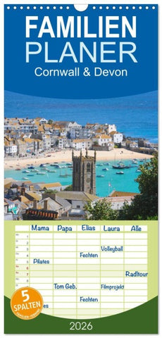 Familienplaner 2026 - Cornwall & Devon mit 5 Spalten (Wandkalender, 21 x 45 cm) CALVENDO