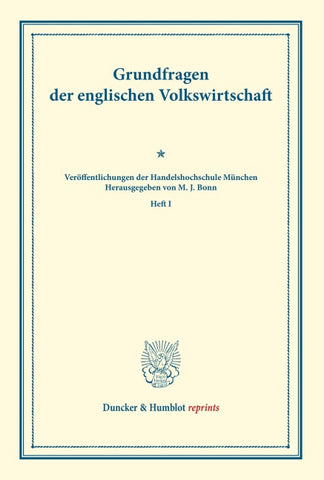 Grundfragen der englischen Volkswirtschaft