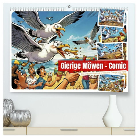 Gierige Möwen - Comic (hochwertiger Premium Wandkalender 2027 DIN A2 quer), Kunstdruck in Hochglanz